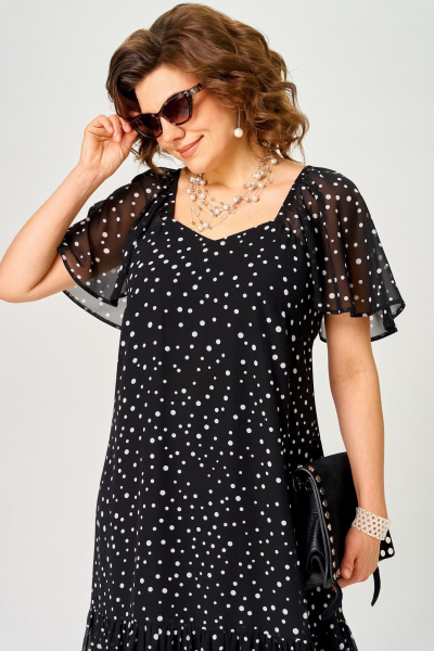 Платье EVA GRANT 7246 черный_горох - фото 6