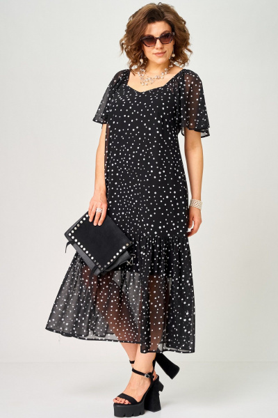 Платье EVA GRANT 7246 черный_горох - фото 3