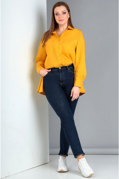 Рубашка-тuniqа свободного силуэта из хлопка на лето Таир-Гранд 62385 манго - фото 2