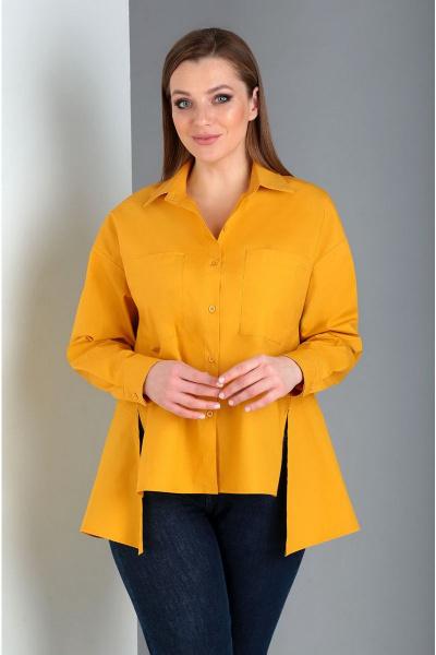 Рубашка-тuniqа свободного силуэта из хлопка на лето Таир-Гранд 62385 манго - фото 1