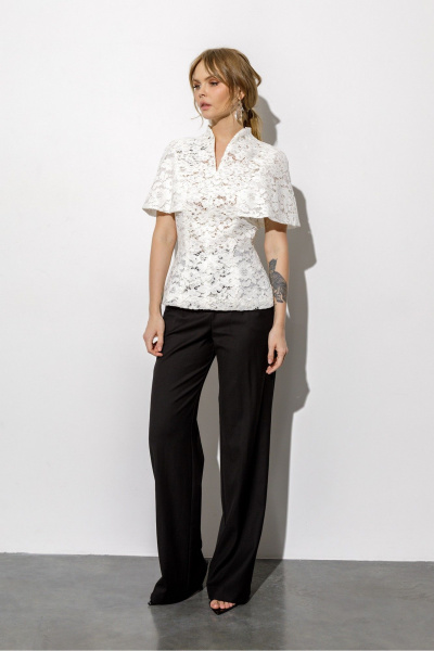 Блуза, брюки PiRS 6741 белый+черный - фото 1