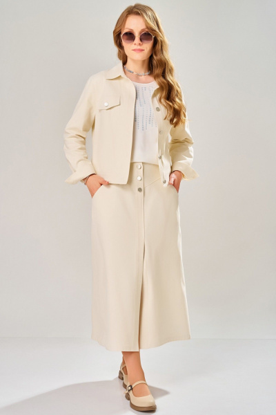 Джемпер, бомбер, юбка Fita 4202 ванильный_желтый - фото 2