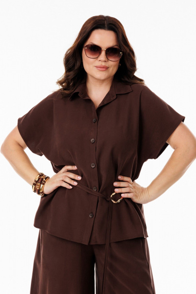 Блуза, брюки, пояс ANIDEN 61111-1 коричевый - фото 7
