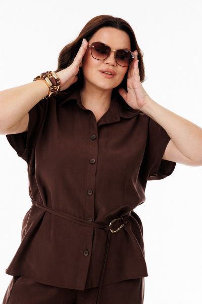 Блуза, брюки, пояс ANIDEN 61111-1 коричевый - фото 6