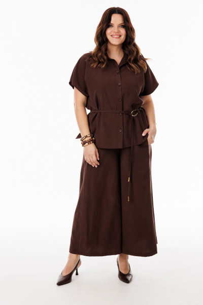 Блуза, брюки, пояс ANIDEN 61111-1 коричевый - фото 3