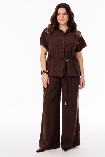 Блуза, брюки, пояс ANIDEN 61113-1 коричевый - фото 3