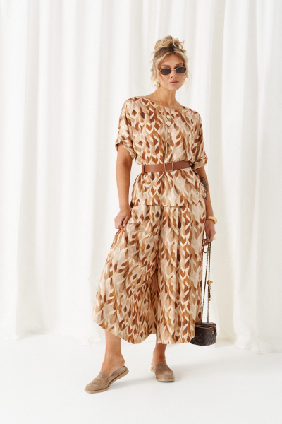 Блуза, брюки Beautiful&Free 6464 бежево-ореховый - фото 7