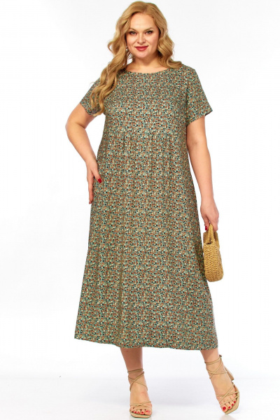 Платье LadyThreeStars 2580 мятный-принт - фото 6