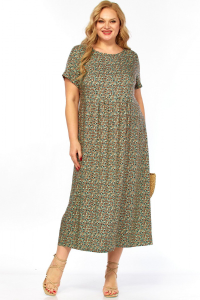 Платье LadyThreeStars 2580 мятный-принт - фото 1