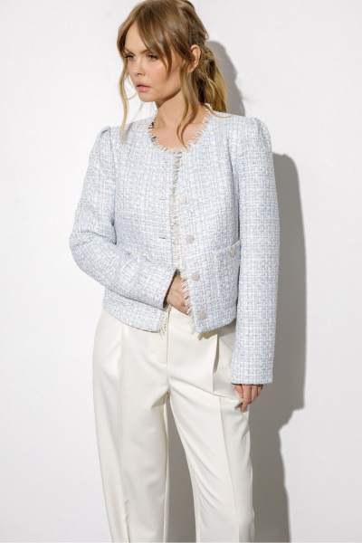 Брюки, жакет PiRS 6787 голубой+айвори - фото 6