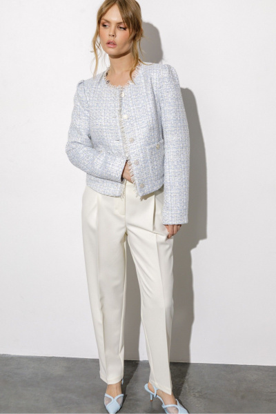 Брюки, жакет PiRS 6787 голубой+айвори - фото 4