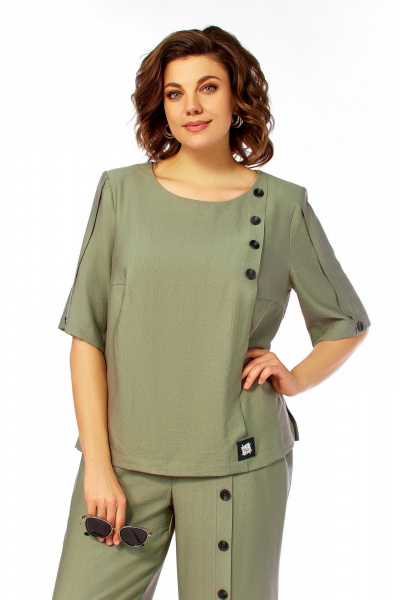 Блуза, брюки Ольга Стиль С-1022 хаки - фото 8