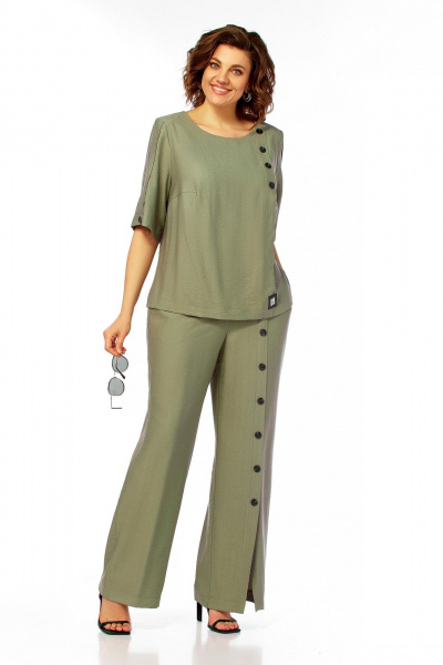 Блуза, брюки Ольга Стиль С-1022 хаки - фото 7