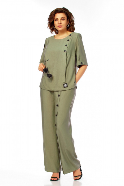 Блуза, брюки Ольга Стиль С-1022 хаки - фото 6