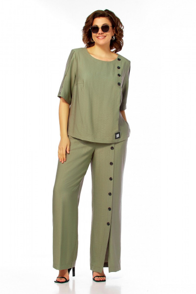 Блуза, брюки Ольга Стиль С-1022 хаки - фото 3