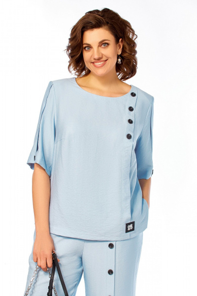 Блуза, брюки Ольга Стиль С-1022 голубой - фото 6
