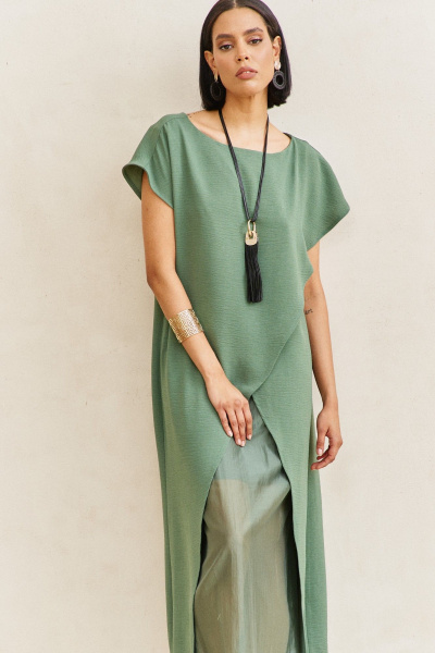 Платье FLAIM 2104 зеленый-мох - фото 3