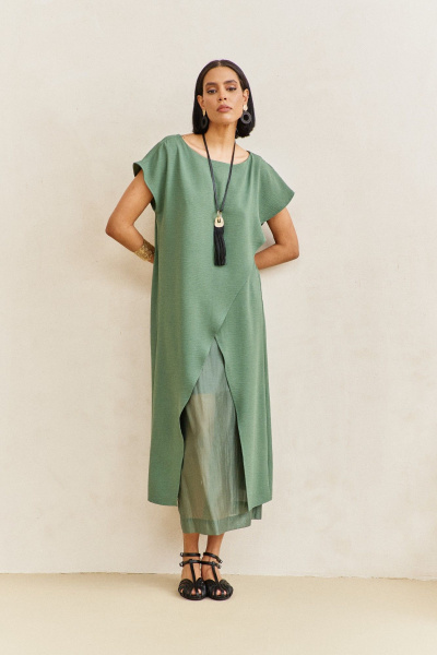 Платье FLAIM 2104 зеленый-мох - фото 2