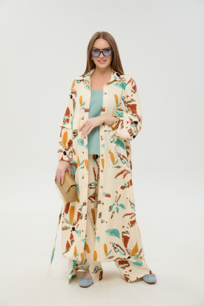 Брюки, кардиган, топ NikVa 976-7 мята_и_бохо_мультиколор - фото 1
