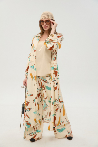 Брюки, кардиган, топ NikVa 976-8 песок_и_бохо_мультиколор - фото 3