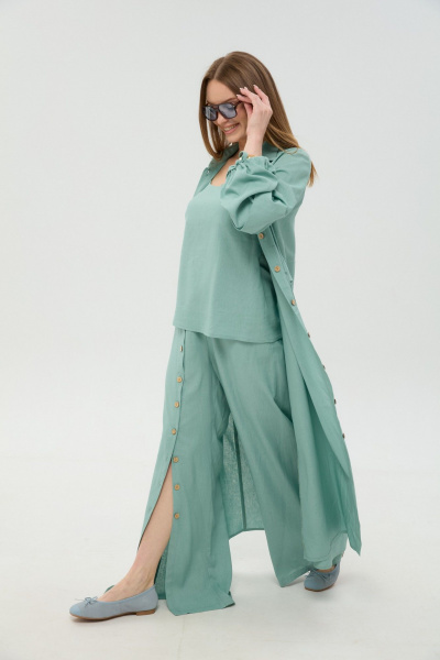 Брюки, кардиган, топ NikVa 976-10 мята - фото 1