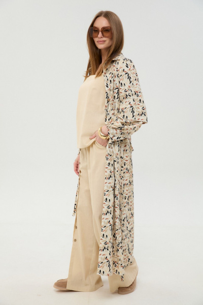 Брюки, кардиган, топ NikVa 976-12 песок_и_песок_мультиколор - фото 7