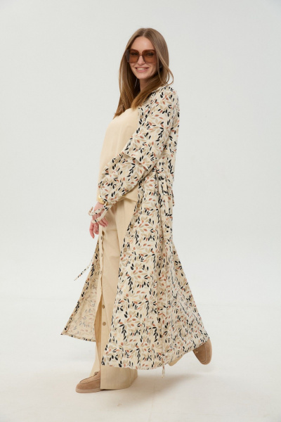 Брюки, кардиган, топ NikVa 976-12 песок_и_песок_мультиколор - фото 4