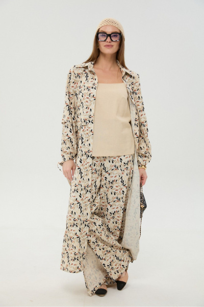 Брюки, кардиган, топ NikVa 976-13 песок_мультиколор - фото 6