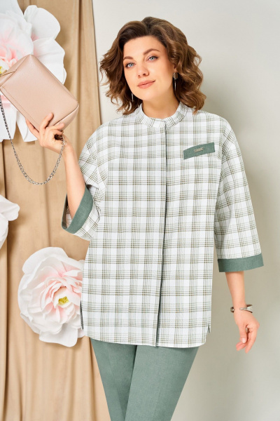 Блуза, брюки, жакет VOLNA 1465 светло-зеленый - фото 4