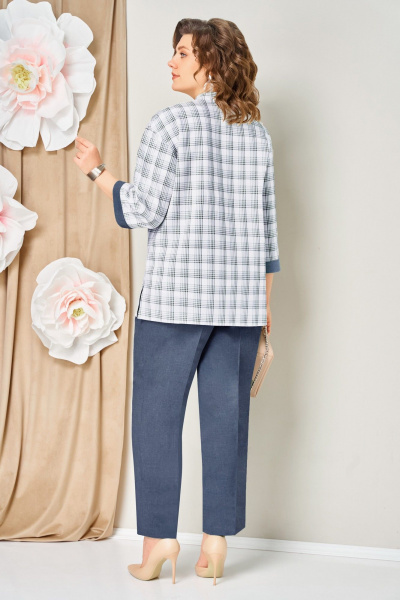 Блуза, брюки, жакет VOLNA 1465 голубой_джинс - фото 6