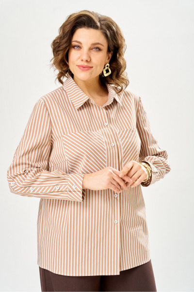 Блуза Andina city 5051-26 бежевая-полоска - фото 8