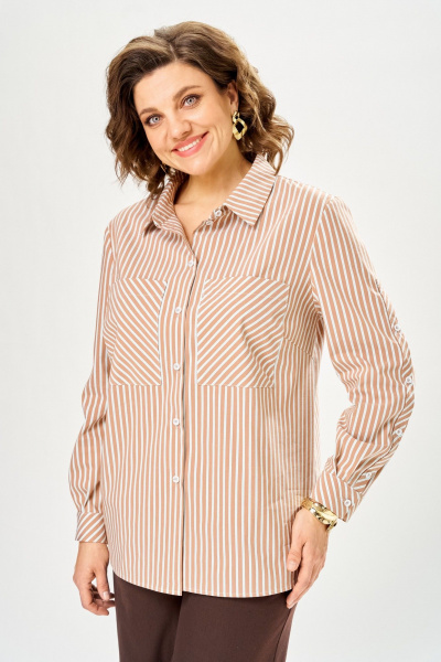 Блуза Andina city 5051-26 бежевая-полоска - фото 7