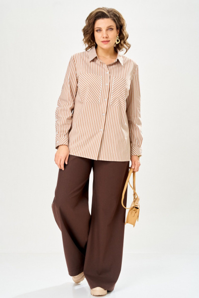 Блуза Andina city 5051-26 бежевая-полоска - фото 6