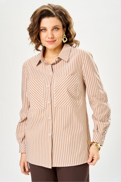 Блуза Andina city 5051-26 бежевая-полоска - фото 1
