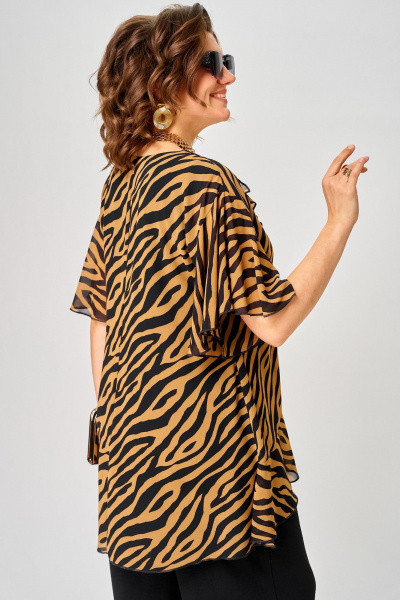 Блуза EVA GRANT 198-1 принт_зебра_кофе - фото 13