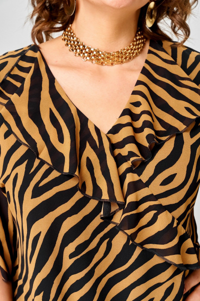 Блуза EVA GRANT 198-1 принт_зебра_кофе - фото 10
