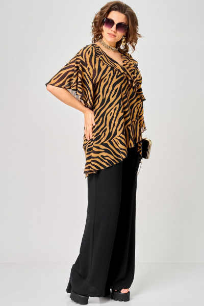 Блуза EVA GRANT 198-1 принт_зебра_кофе - фото 7