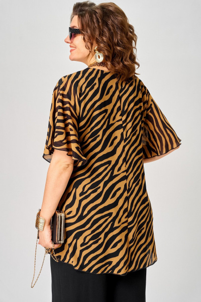 Блуза EVA GRANT 198-1 принт_зебра_кофе - фото 12