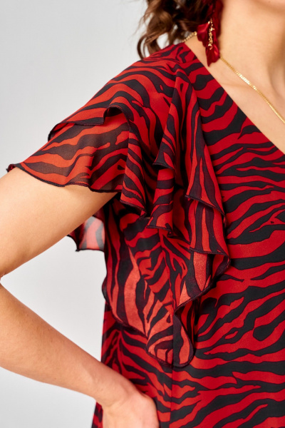Блуза EVA GRANT 145 принт_зебра_красный - фото 13