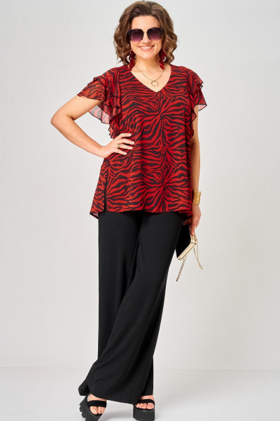 Блуза EVA GRANT 145 принт_зебра_красный - фото 10