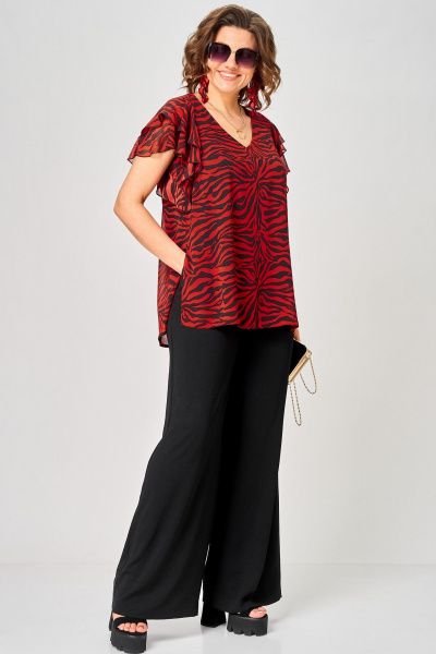 Блуза EVA GRANT 145 принт_зебра_красный - фото 9