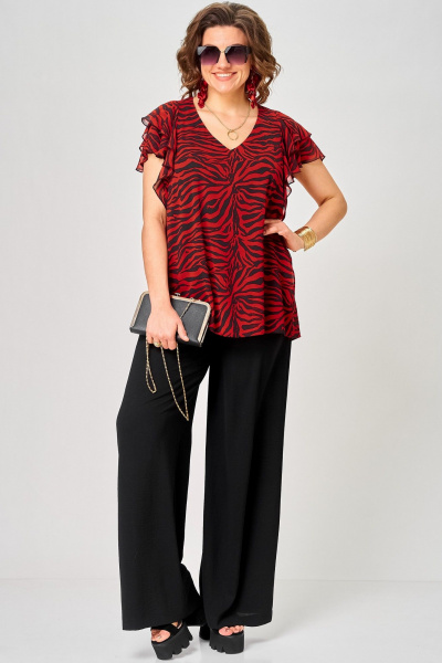 Блуза EVA GRANT 145 принт_зебра_красный - фото 8