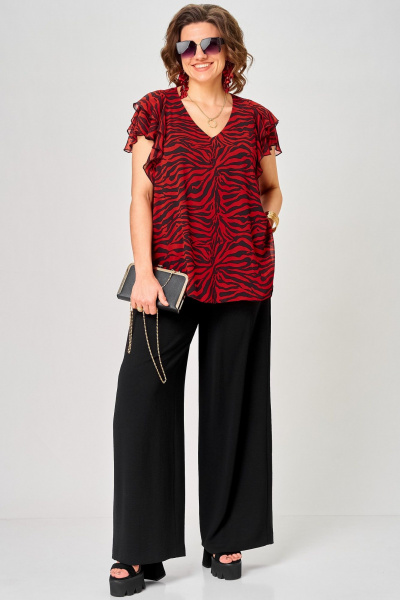 Блуза EVA GRANT 145 принт_зебра_красный - фото 7
