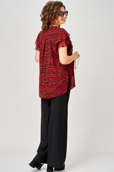 Блуза EVA GRANT 145 принт_зебра_красный - фото 6