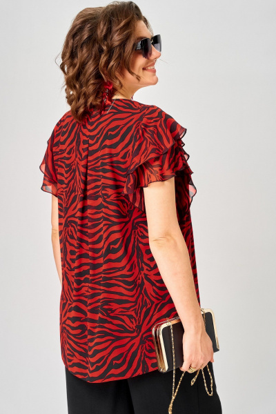 Блуза EVA GRANT 145 принт_зебра_красный - фото 3