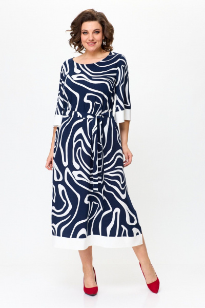 Платье Karina deLux М-1245 синий+белый - фото 1