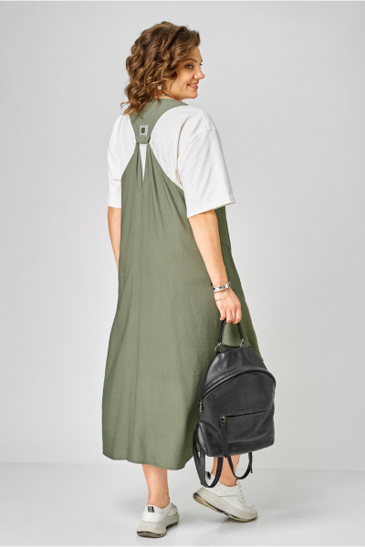 Сарафан, футболка Karina deLux М-1437 молочный+зеленый - фото 7