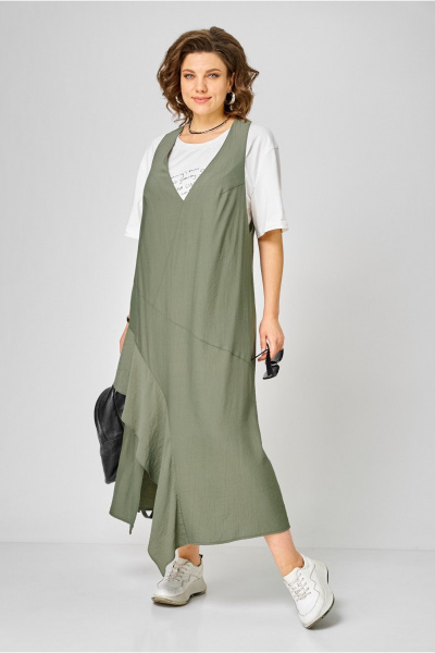 Сарафан, футболка Karina deLux М-1437 молочный+зеленый - фото 6