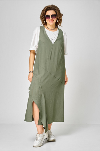 Сарафан, футболка Karina deLux М-1437 молочный+зеленый - фото 1