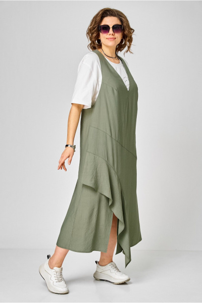 Сарафан, футболка Karina deLux М-1437 молочный+зеленый - фото 3